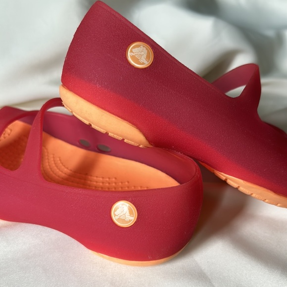 Crocs Melon Orange Mary Janes Open Toe Slip-On Shoe Toddler Girls Size 9 C - Picture 8 of 12